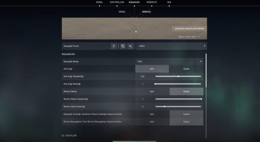 Valorant Nokta Nişangah Ayarları